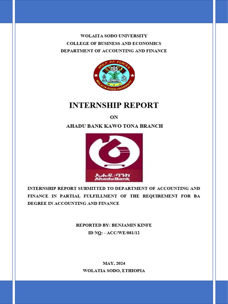 Benjamin Internship Report Pdf Banks Transaction Account