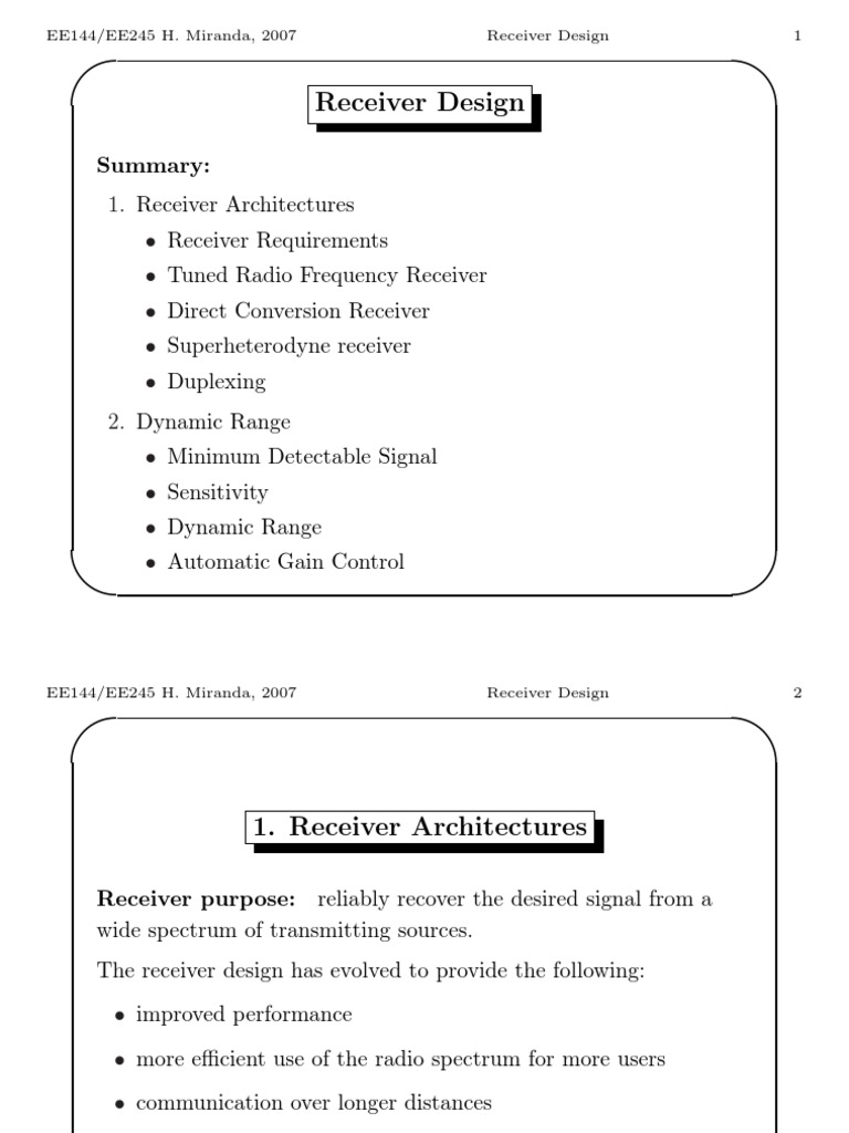 Receiver Design Overview for EE245 | PDF