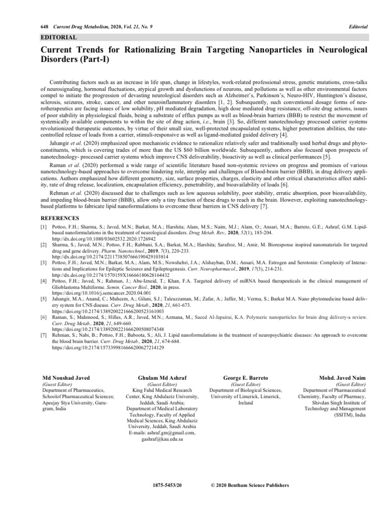 Editorial current trends for rationalizing brain targeting
