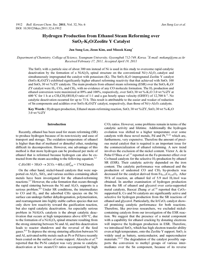 Hydrogen from Ethanol Steam Reforming | PDF | Catalysis | Chemical ...