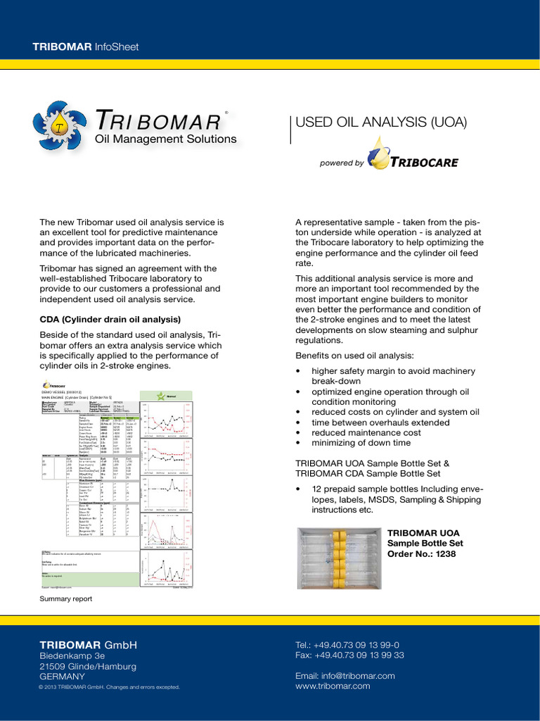 Tribomar Used Oil Analysis Service | PDF | Engines | Rotating Machines