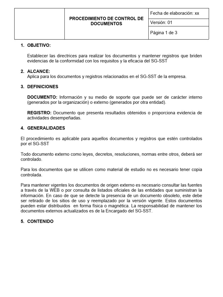 Procedimiento Control de Documentos y Registros | Descargar gratis PDF ...