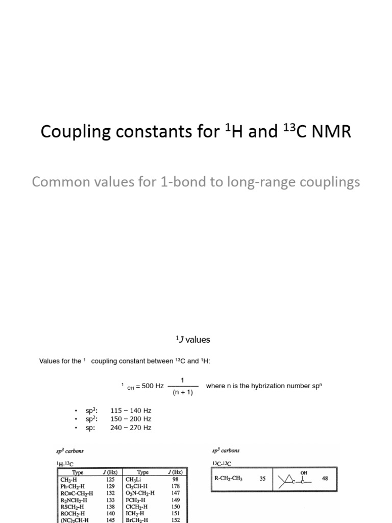 NMR Coupling Constants Overview | PDF | Physical Chemistry | Atomic Physics