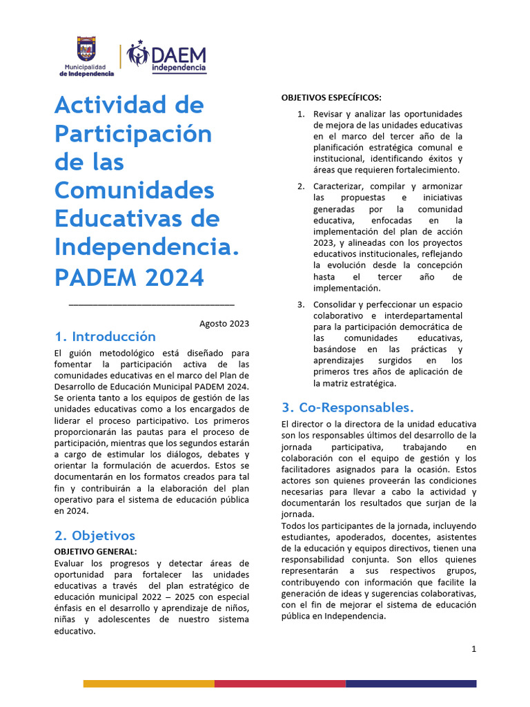 Participación en PADEM 2024 | PDF | Enseñando | Aprendizaje