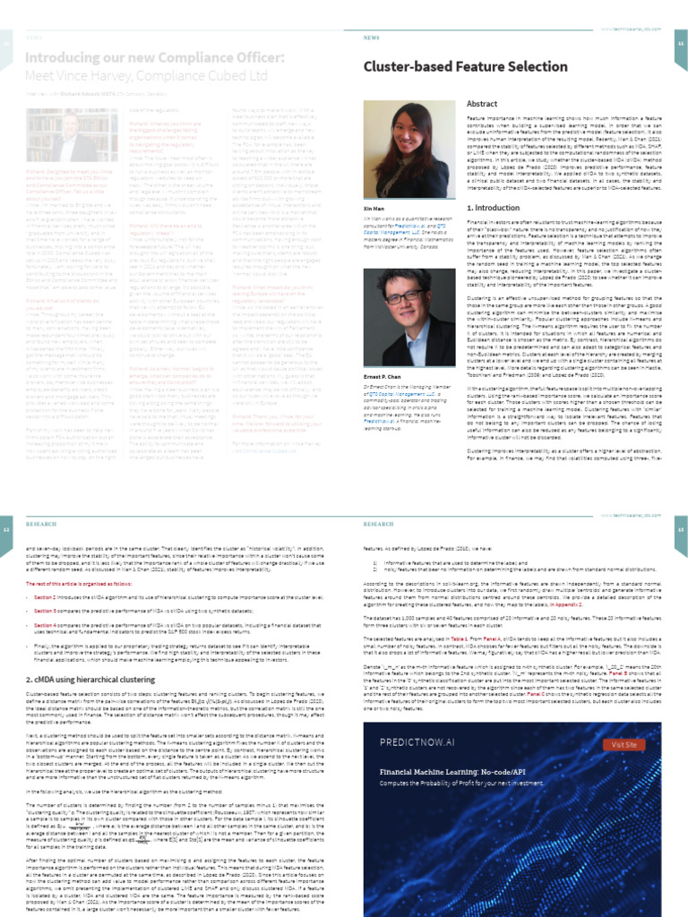 Cluster-Based Feature Selection in Finance | PDF | Cluster Analysis ...