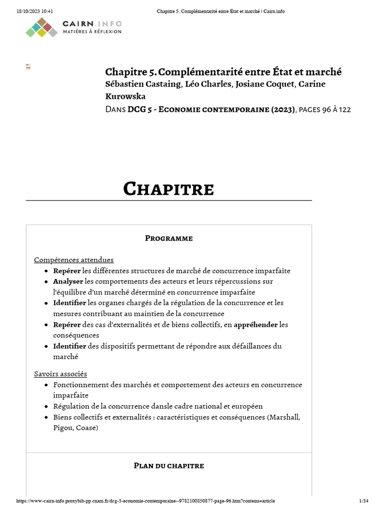 État et marché : complémentarité essentielle | PDF | Monopole | Externalité