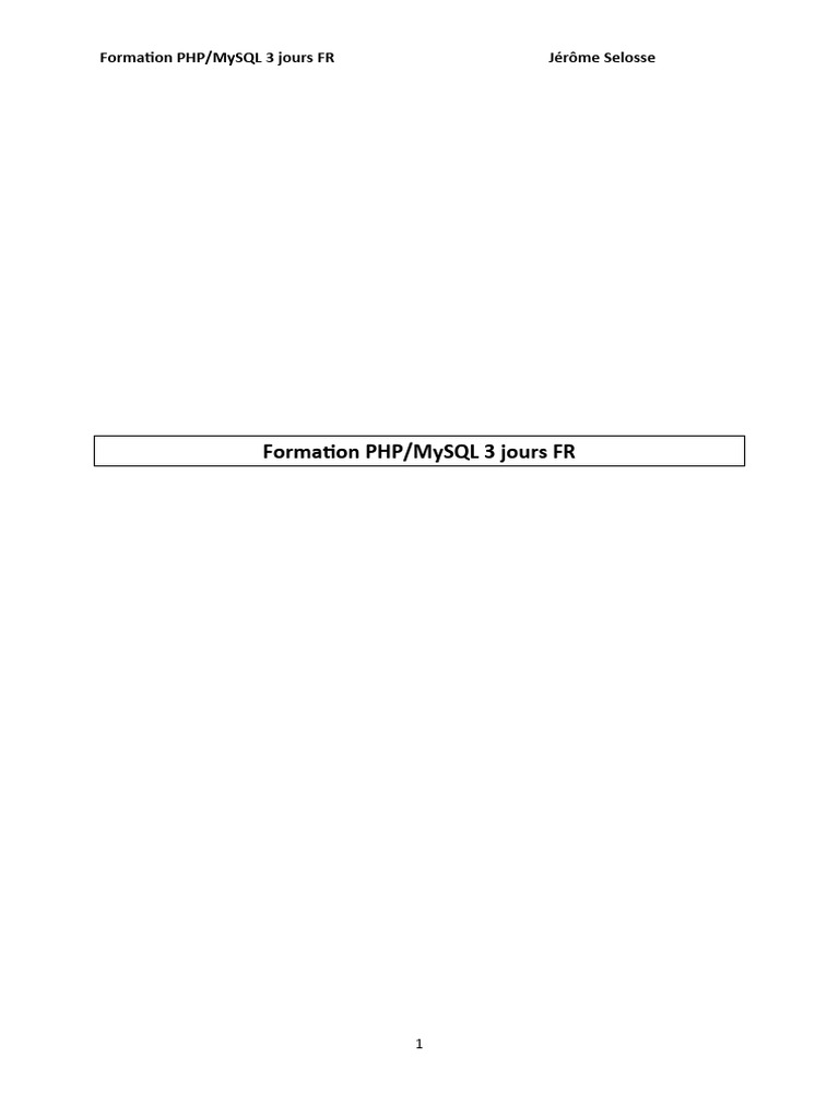 Formation PHP/MySQL en 3 jours | PDF | PHP | Internet