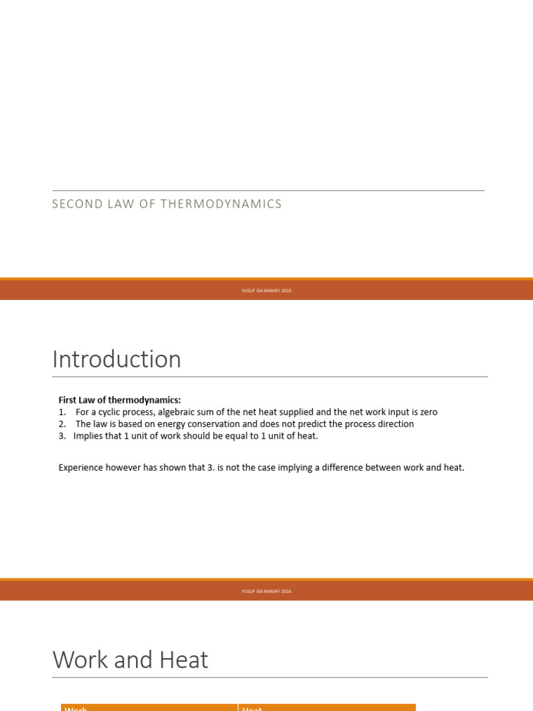 Second Law of Thermodynamics Explained | PDF | Heat | Second Law Of ...