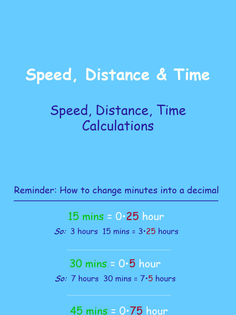 Speed, Distance, and Time Calculations | PDF | Speed | Metrology