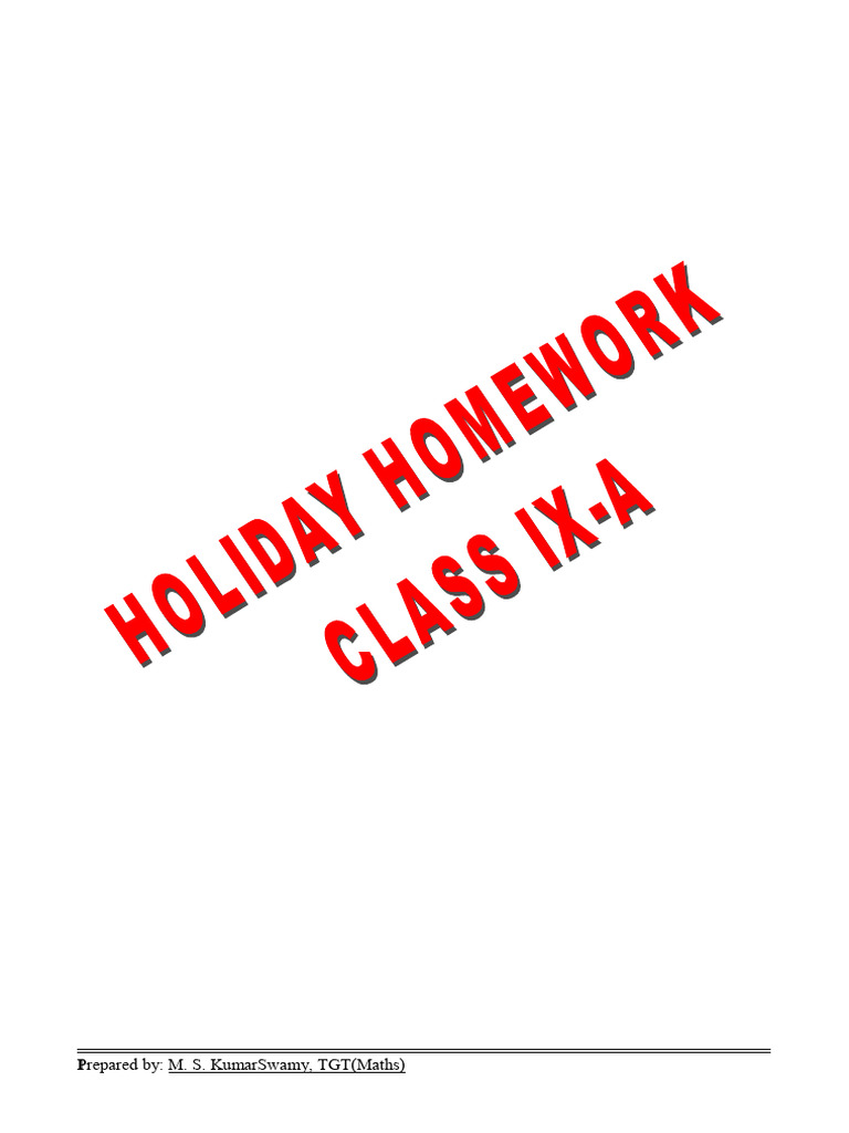 Maths Holiday Homework Class Ix A Pdf Numbers Rational Number