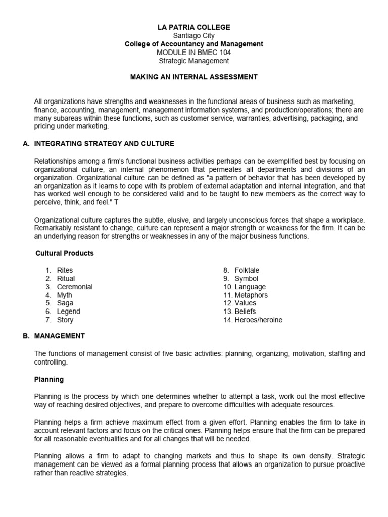 Strategic Managemnt Module 4 Pdf Marketing Financial Capital