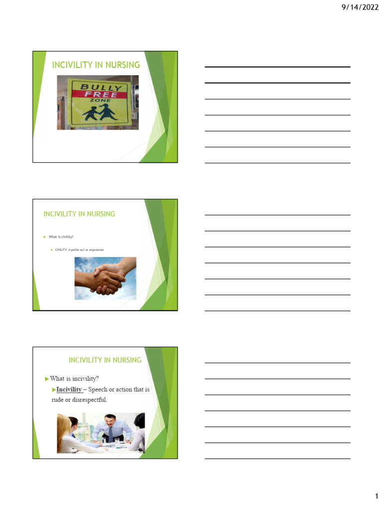 Incivility Handout Pdf Nursing Bullying