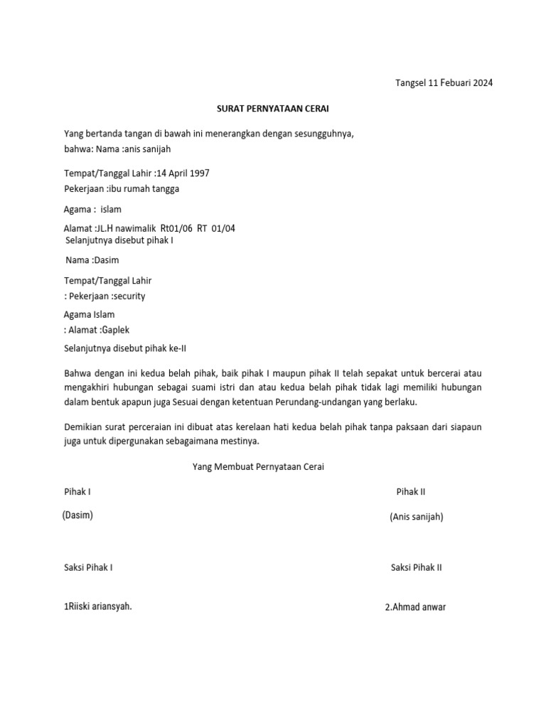 CONTOH-SURAT-CERAI andm | PDF