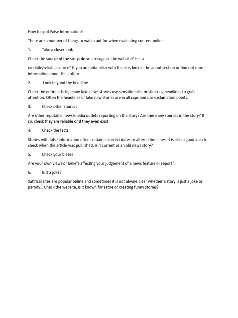 How To Spot False Information | PDF | Social Science