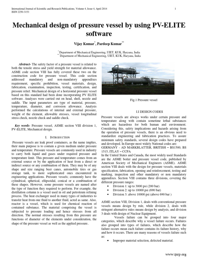 Mechanical Design of Pressure Vessel by | PDF | Pressure | Physical ...