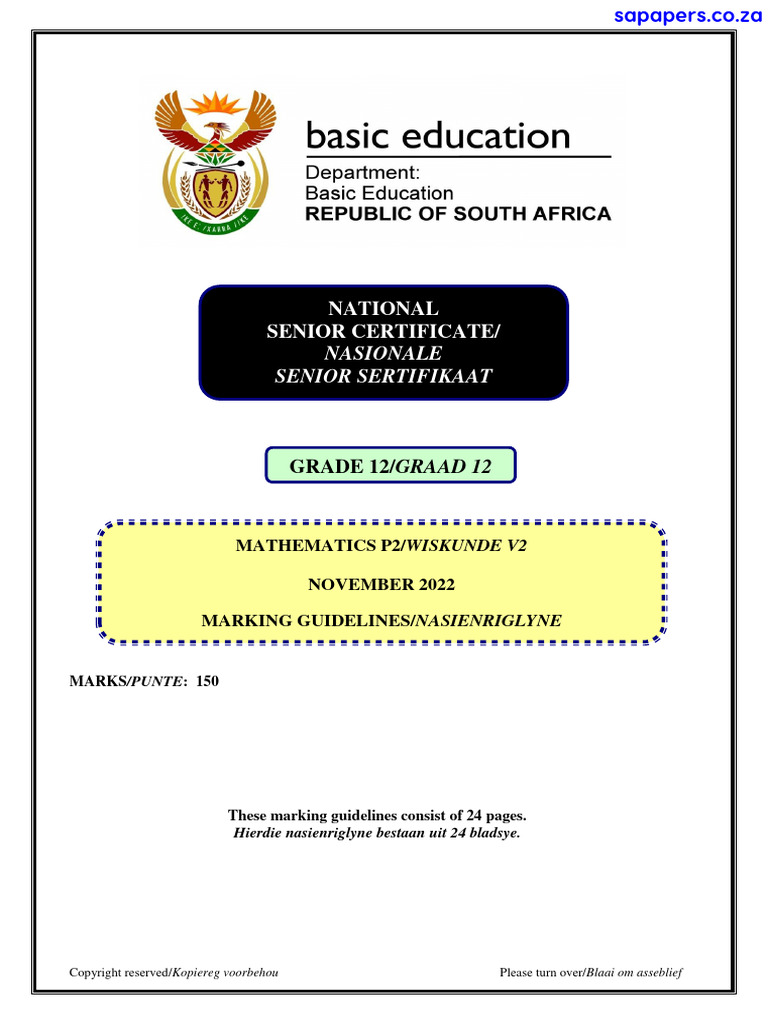 Mathematics P2 Nov 2022 MG Afr & Eng | PDF | Trigonometric Functions ...
