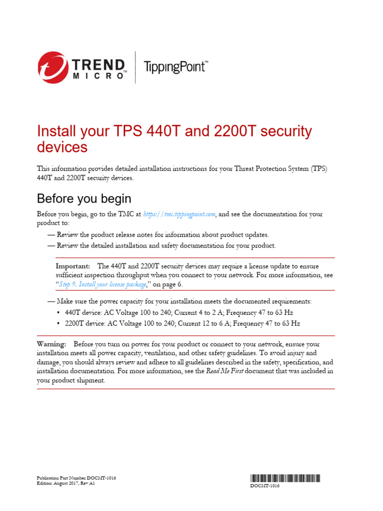 TPS 440T & 2200T Installation Guide | PDF | Command Line Interface ...