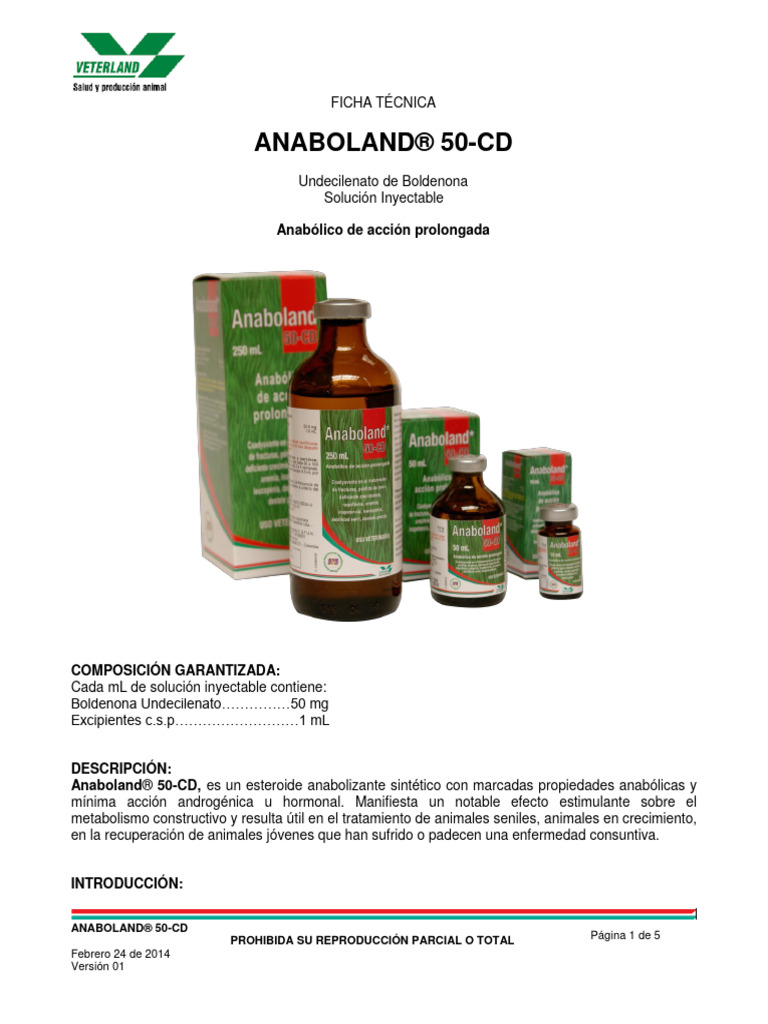 Ficha Técnica Anaboland 50CD | PDF | Esteroide | Hormona