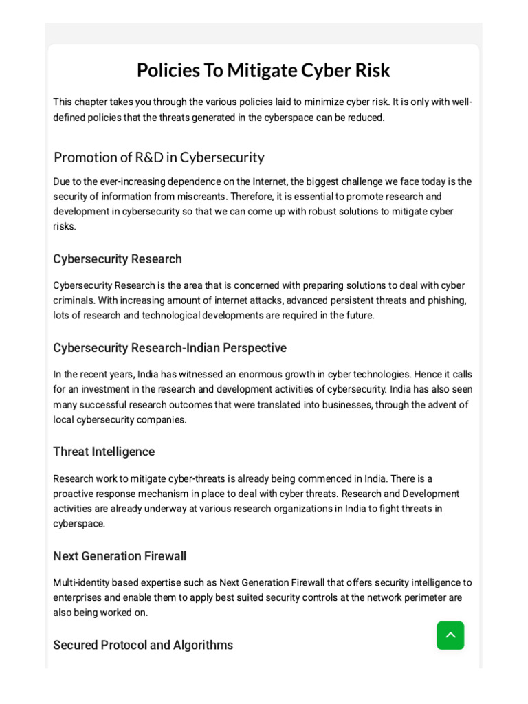 Policies To Mitigate Cyber Risk | PDF | Security | Computer Security