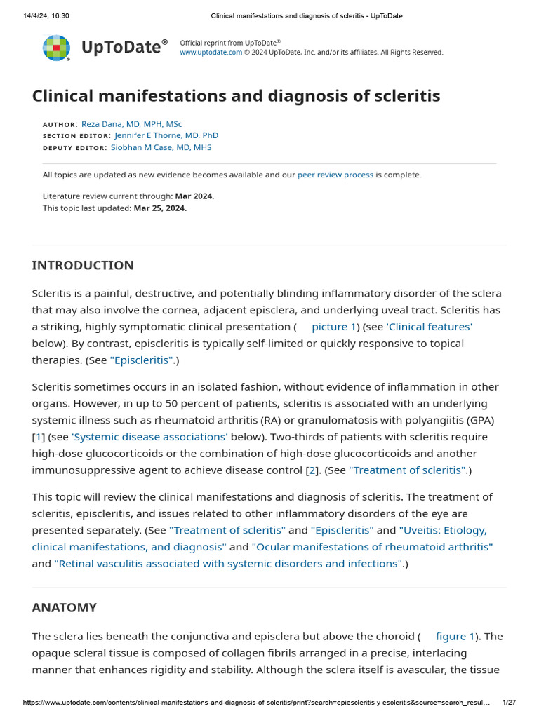 Clinical Manifestations and Diagnosis of Scleritis UpToDate
