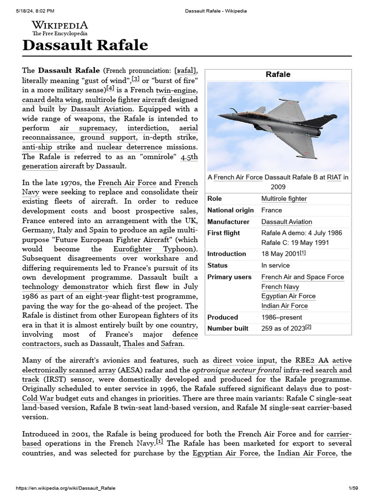Dassault Rafale - Wikipedia | PDF | Computer Aided Design | Fighter ...