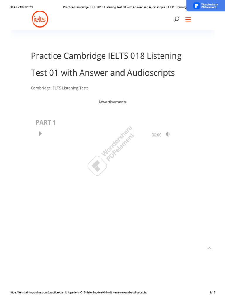 Cambridge IELTS 18 Listening Test 1 | PDF | International English ...