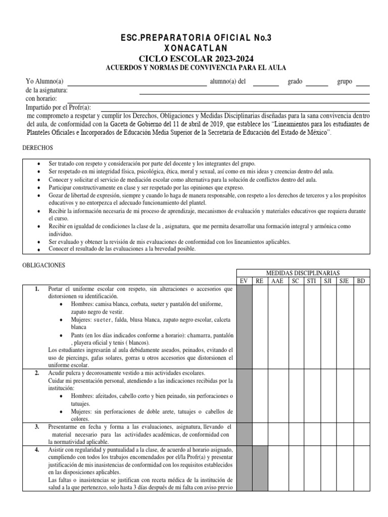 Acuerdos de Convivencia en El Aula | PDF | Salón de clases