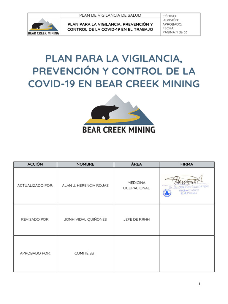 Plan para La Vigilancia Prevención y Control Del COVID 19 en El Trabajo ...