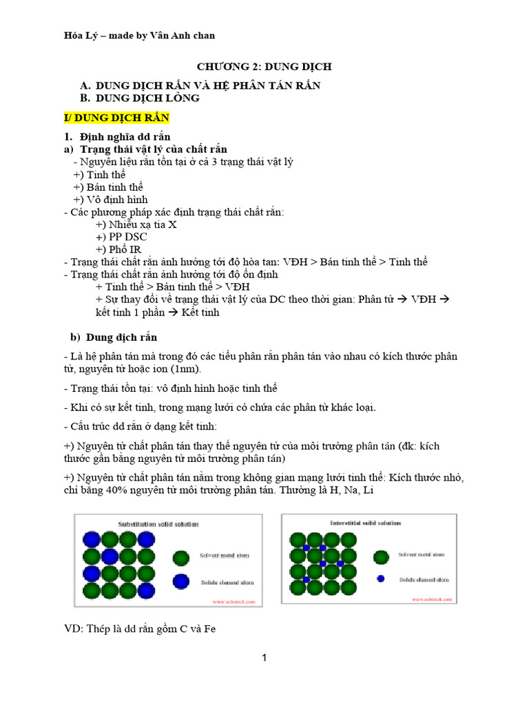 Dung dịch rắn & Hệ phân tán rắn | PDF