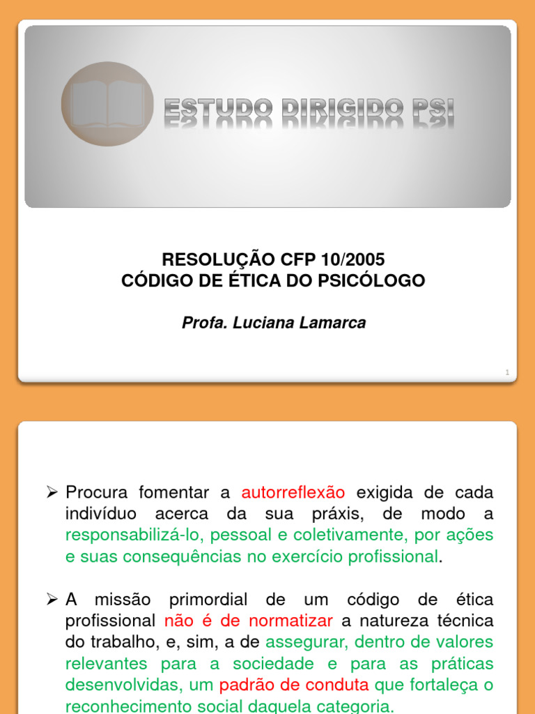 Código de Ética Resolução CFP 10 2005 Luciana Lamarca PDF