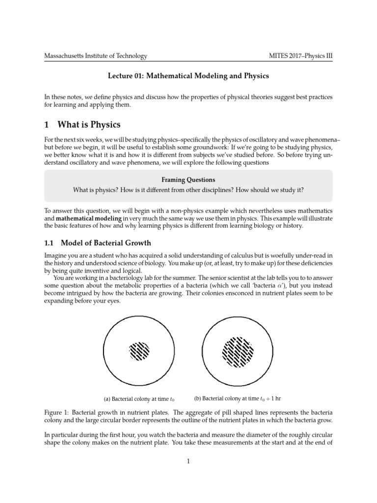 1 what is physics lecture 01 mathematical modeling and physics pdf