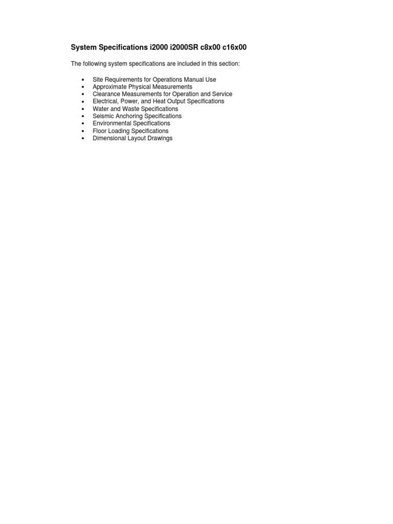 System Specification I2000 - I2000sr - c8x00 - c16x00 | PDF | Ac Power ...
