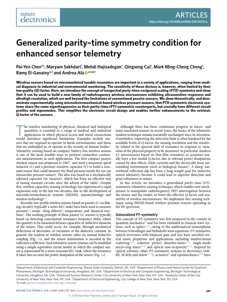 PY Nature Electronics PT Sensors 10064882 | PDF | Capacitor | Inductor