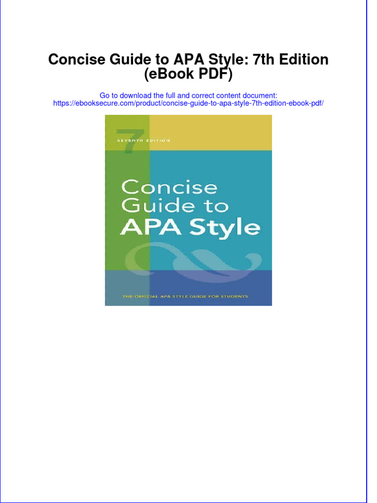 Full Download PDF of Concise Guide To APA Style 7th Edition (Ebook PDF