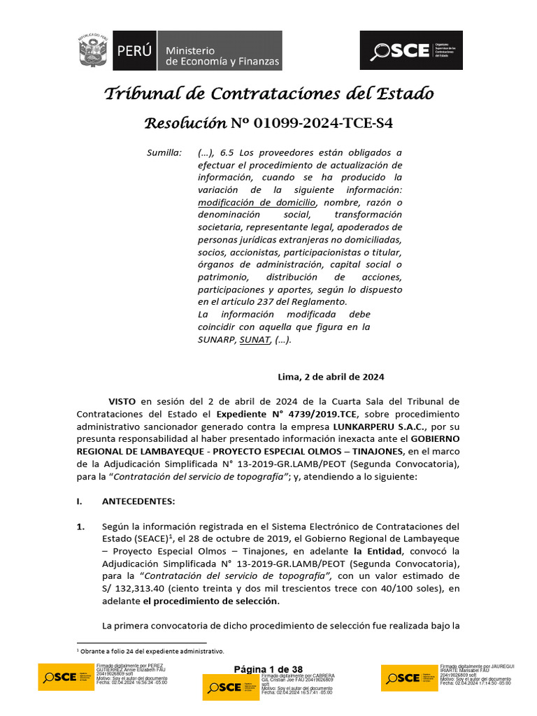Resolucion N 1099 2024 Tce s4 | PDF | Verdad | Justicia