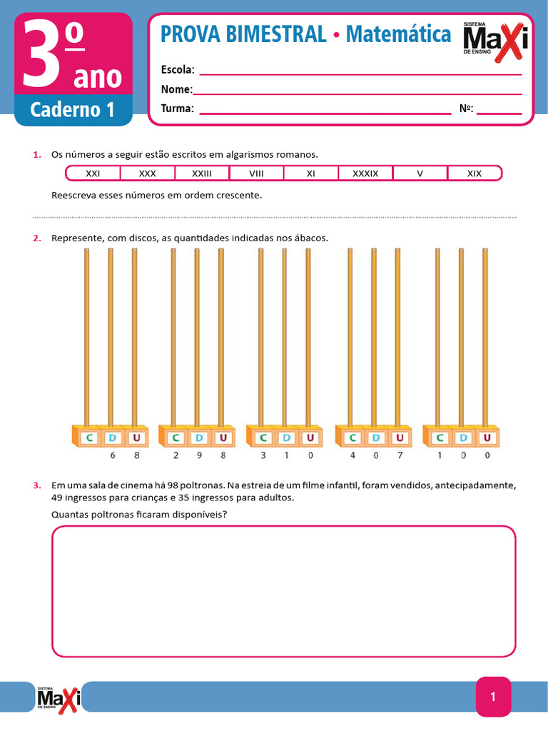 CADERNO 1 Matematica 3o Ano | PDF