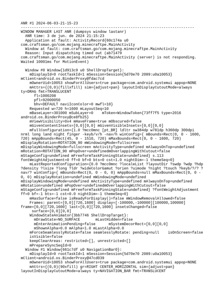 ANR Report for Minecraft PE App | PDF | Computer Architecture | System ...