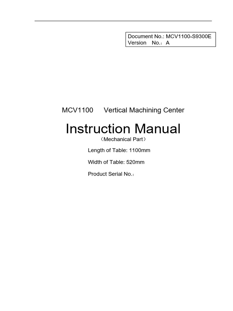 MCV1100 Lathe Specifications Manual | PDF | Numerical Control | Machining