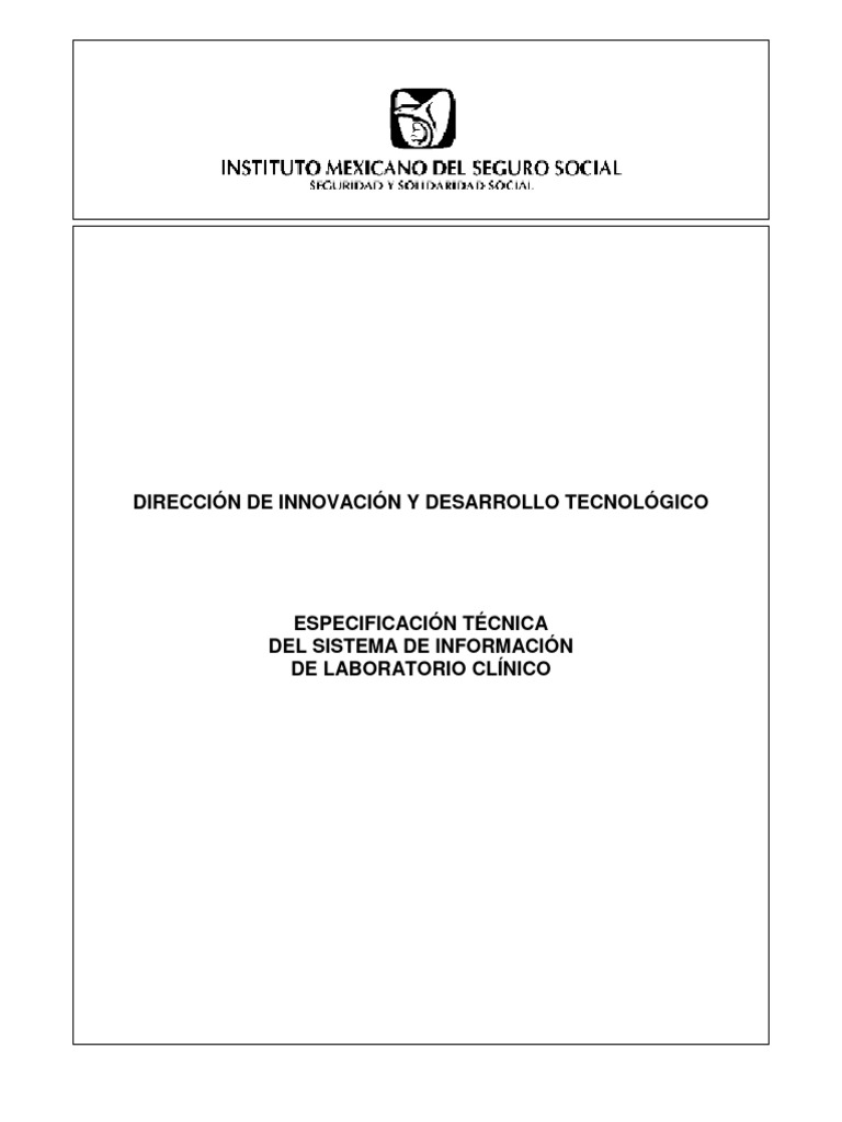 Especificación Técnica Laboratorio IMSS | PDF | Laboratorios | Usuario ...