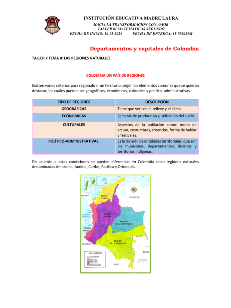 Taller de Sociales #2 | PDF | Colombia | Andes