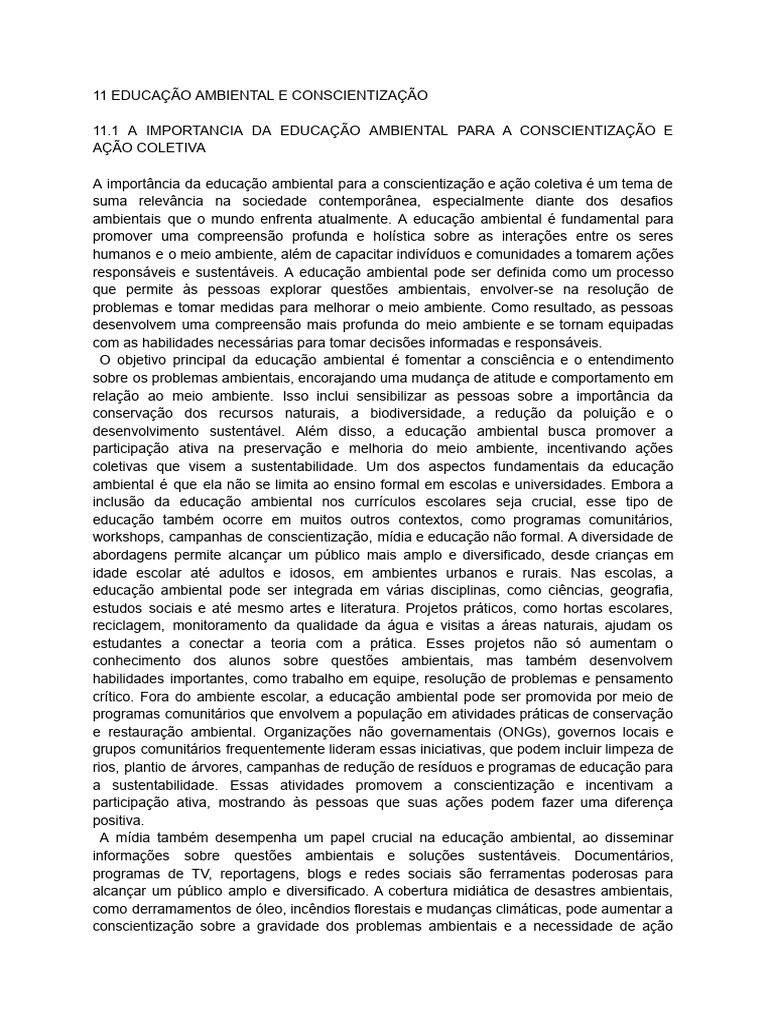 Educação Ambiental e Conscientização | PDF | Movimento ambientalista ...