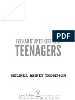 I've Had It Up To Here With Teenagers Table of Contents, Letter From The Author, and Excerpt