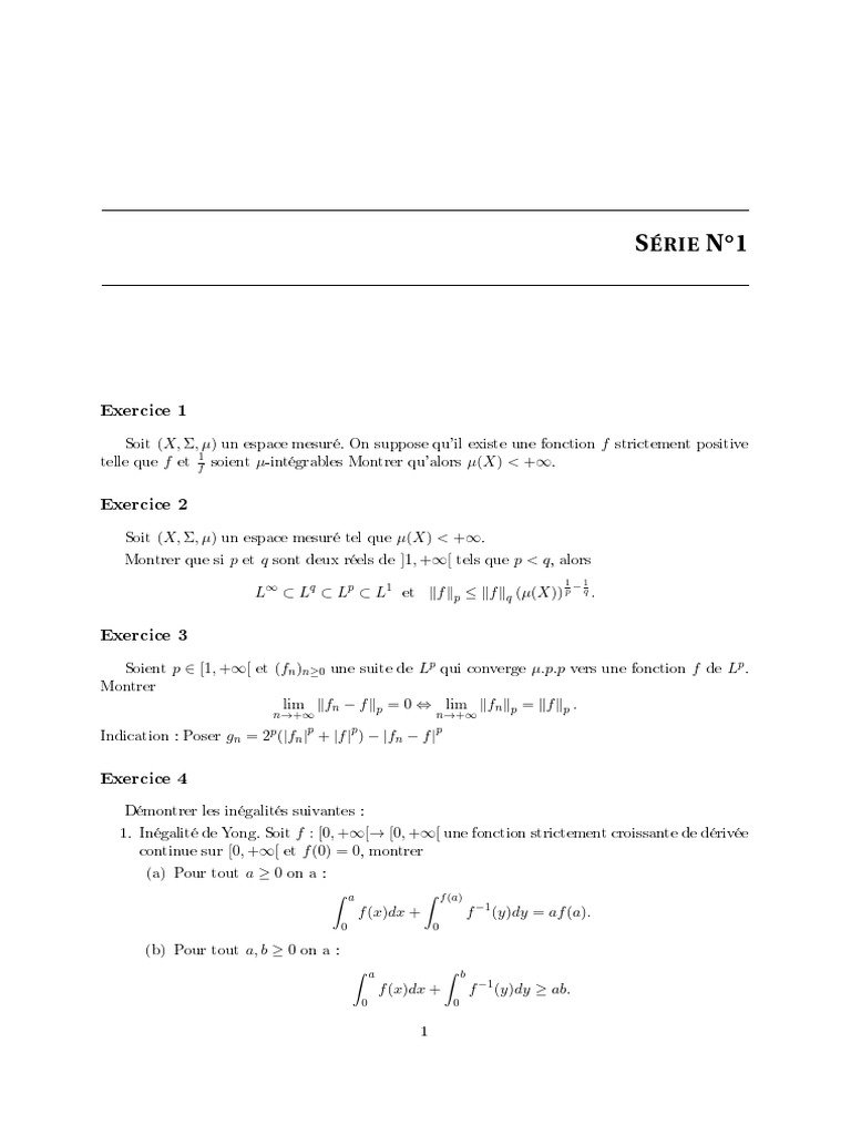 Exercices Corrigés sur les Espaces Mesurés | PDF | Analyse mathématique ...
