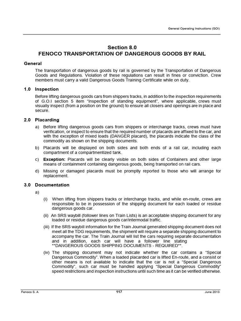 Rail Transport of Dangerous Goods Guidelines | PDF | Dangerous Goods ...