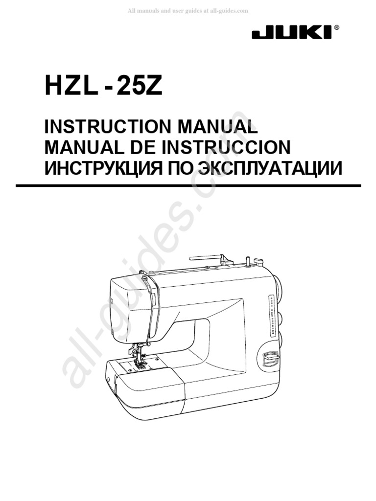 Juki HZL-25Z Sewing Machine Instruction Manual | PDF | Bienes ...