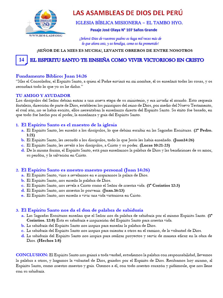 El Espiritu Santo Te Enseña | PDF | espíritu Santo | Cristo (título)