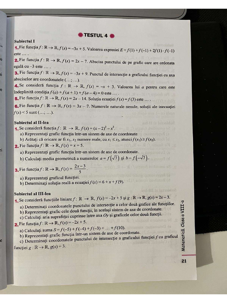 Test functii 4 clasa 8 | PDF