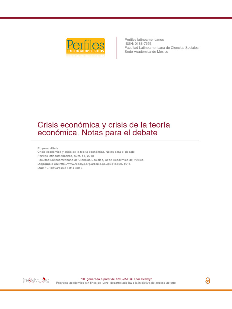 Crisis Económica y Crisis de La Teoría Económica. Notas para El Debate ...