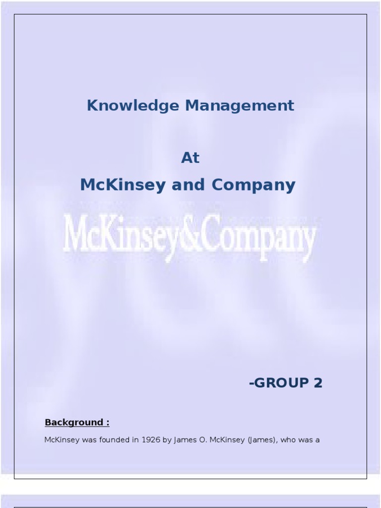 mckinsey & company managing knowledge and learning case study solution