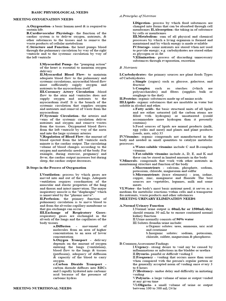 Basic Physiological Needs 3 | PDF | Carbohydrates | Nutrients
